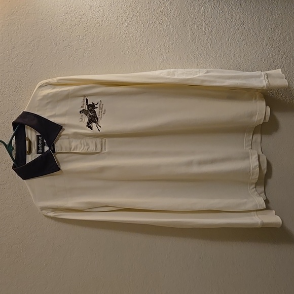 Barbour Cream Polo with Brown Collar - XL - Picture 1 of 15